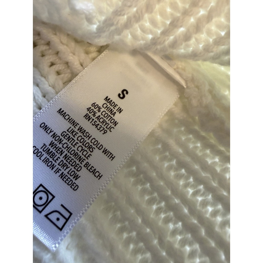 Aeropostale Cable Knit Sweater Cream V Neck Oversized Rory Gilmore Inspired Sz S - Picture 5 of 6